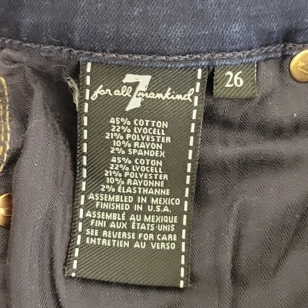 7 For All Mankind Dark Blue Ankle Skinny B (Air) Jeans, Women's 26 - Picture 8 of 9